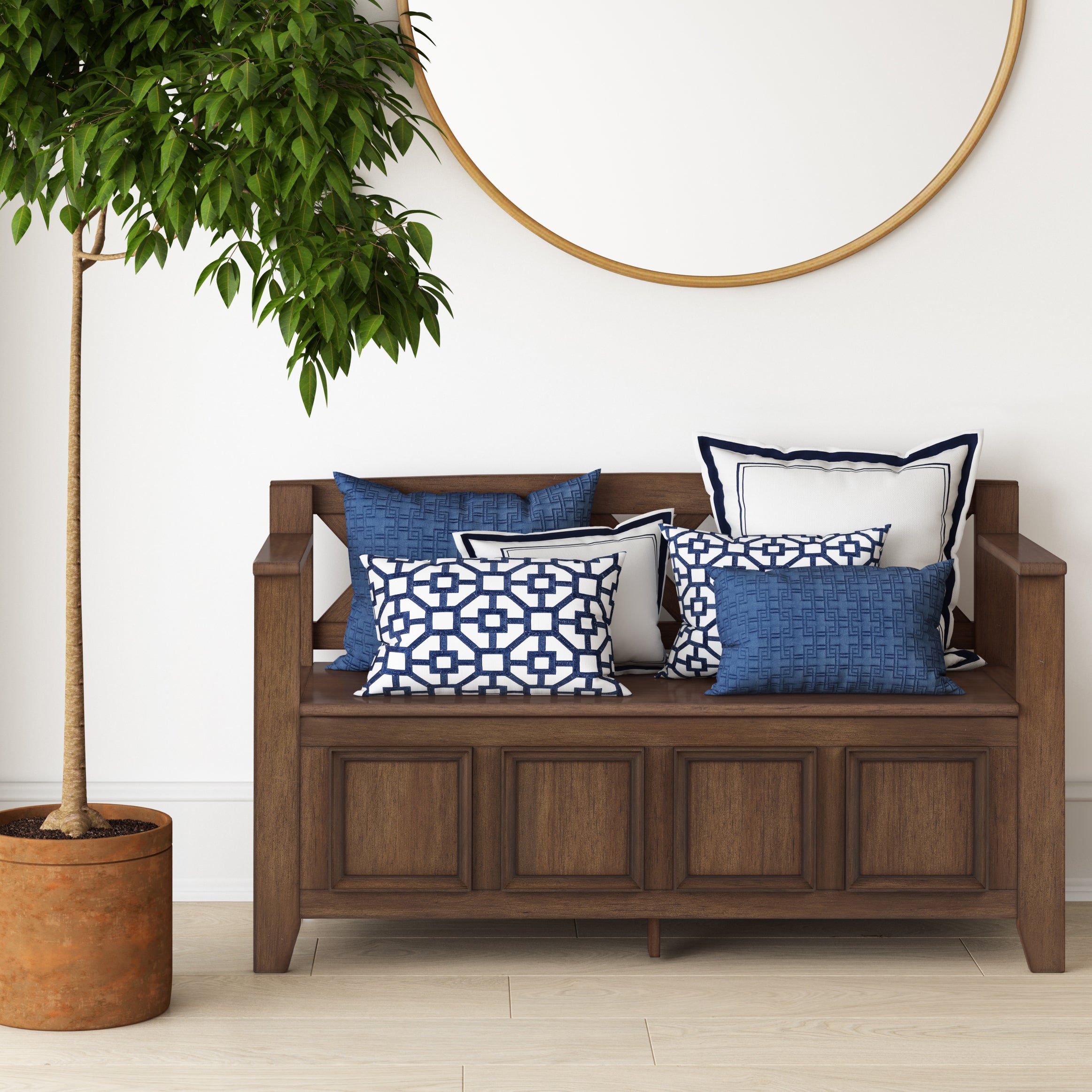 Amherst Solid Wood Entryway Storage Bench in Rustic