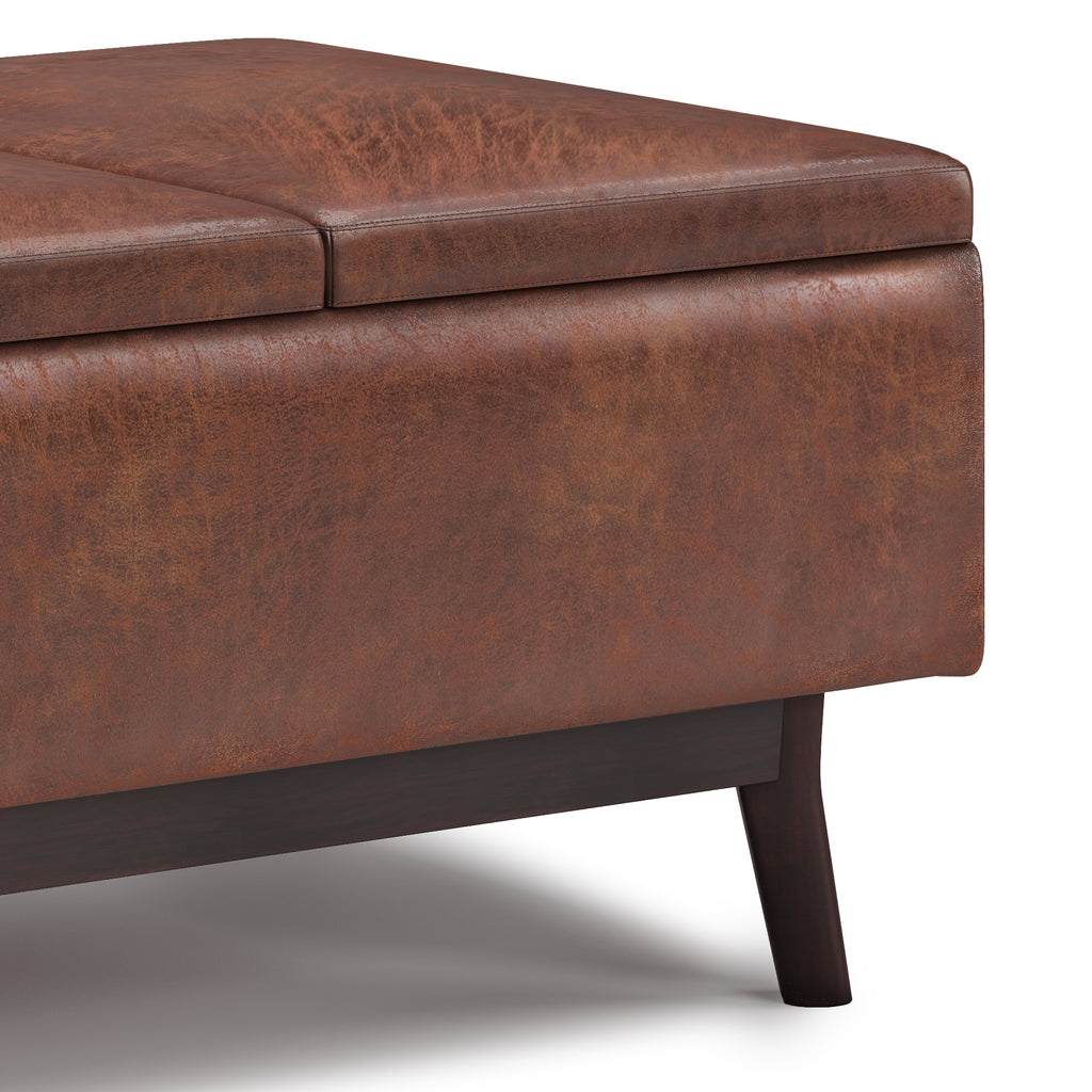 Owen 34 Inch Wide Tray Top Small Coffee Table Storage Ottoman
