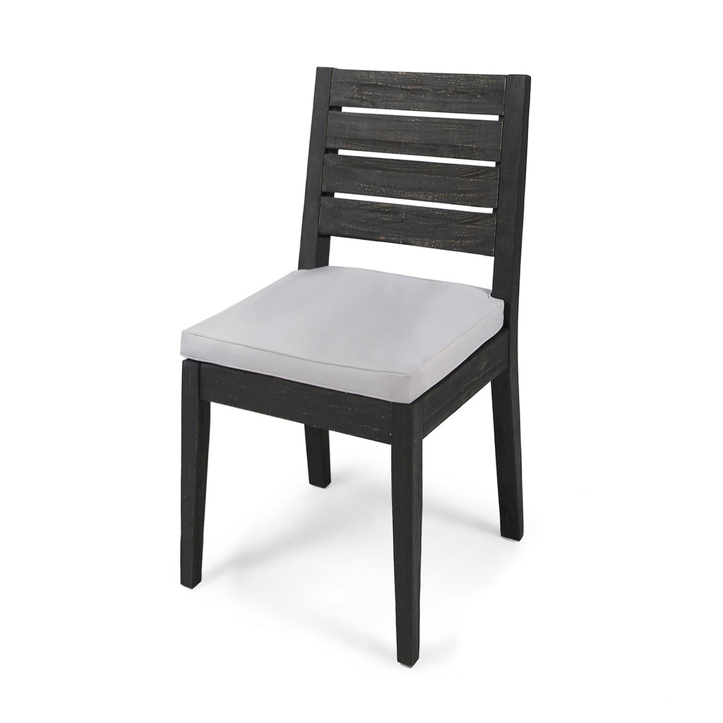 Outdoor Acacia Wood Armless Dining Chair with Cushions (Set of 2)