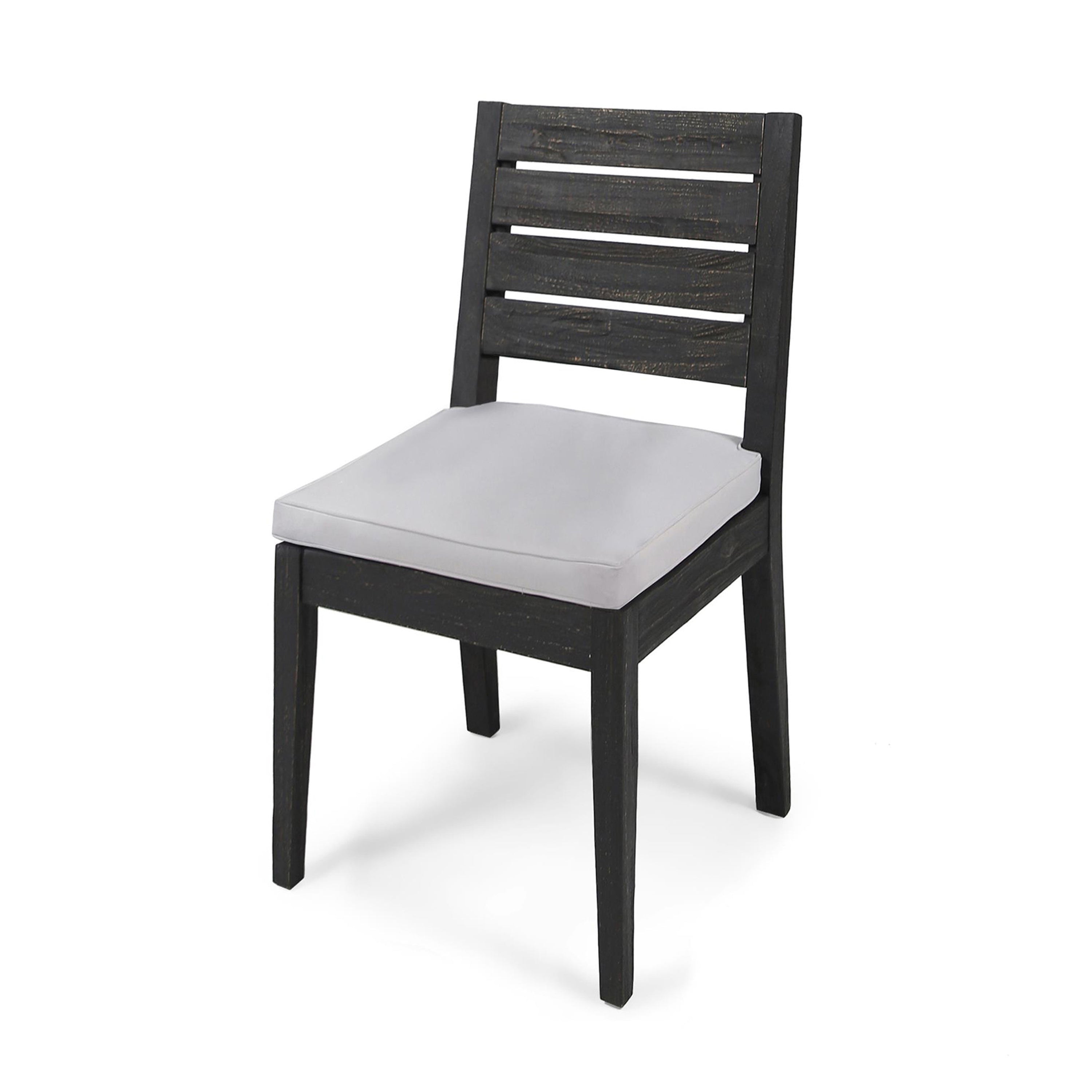 Outdoor Acacia Wood Armless Dining Chair with Cushions (Set of 2)