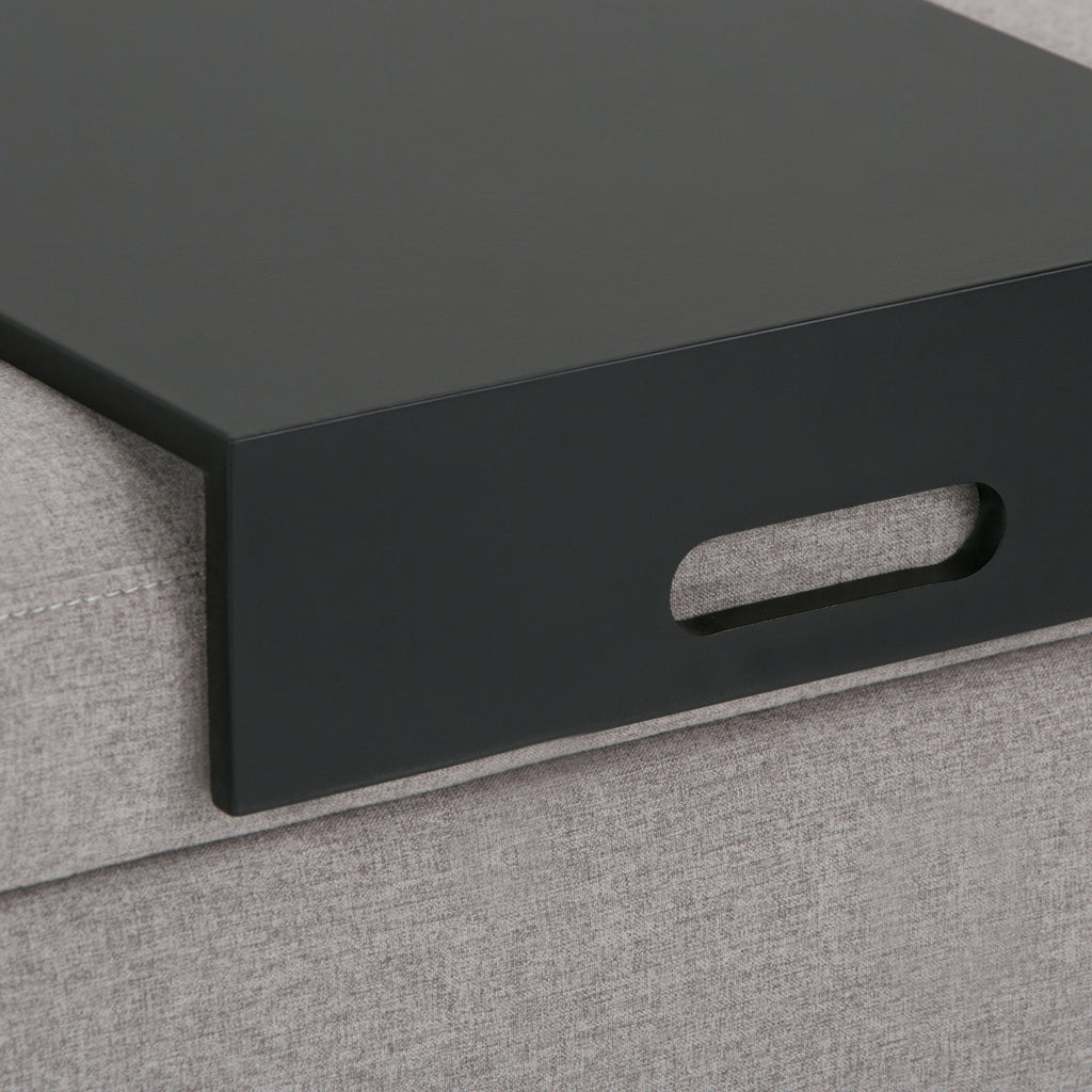 Oregon 42 Inch Wide Storage Ottoman Bench with Tray in Cloud