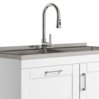 Modern Wide Shaker - 46" Laundry Cabinet with Faucet and Stainless Steel Sink
