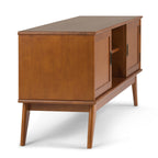 Draper 60 Inch Wide Solid Wood Mid Century Low TV Stand in Teak