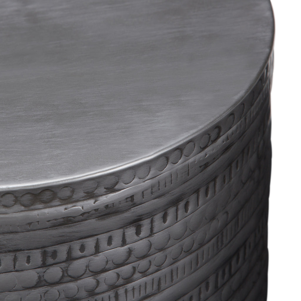 Johnsen 15 Inch Wide Tribal Pattern Metal Accent Table