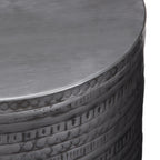 Johnsen 15 Inch Wide Tribal Pattern Metal Accent Table