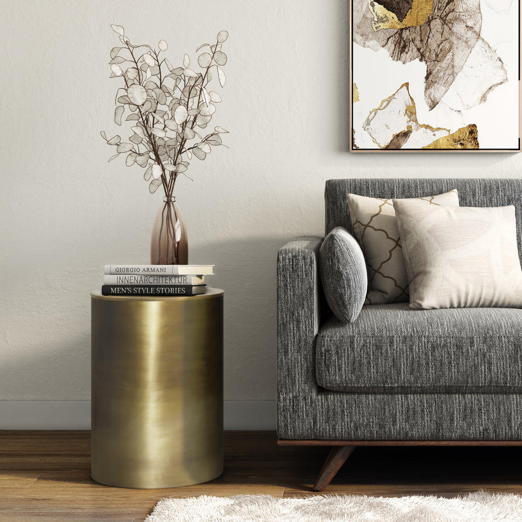 Corbin 16 Inch Wide Metal Side Table in Antique