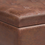Shay 34 Inch Wide Mid-Century Small Coffee Table Storage Ottoman in Distressed Saddle