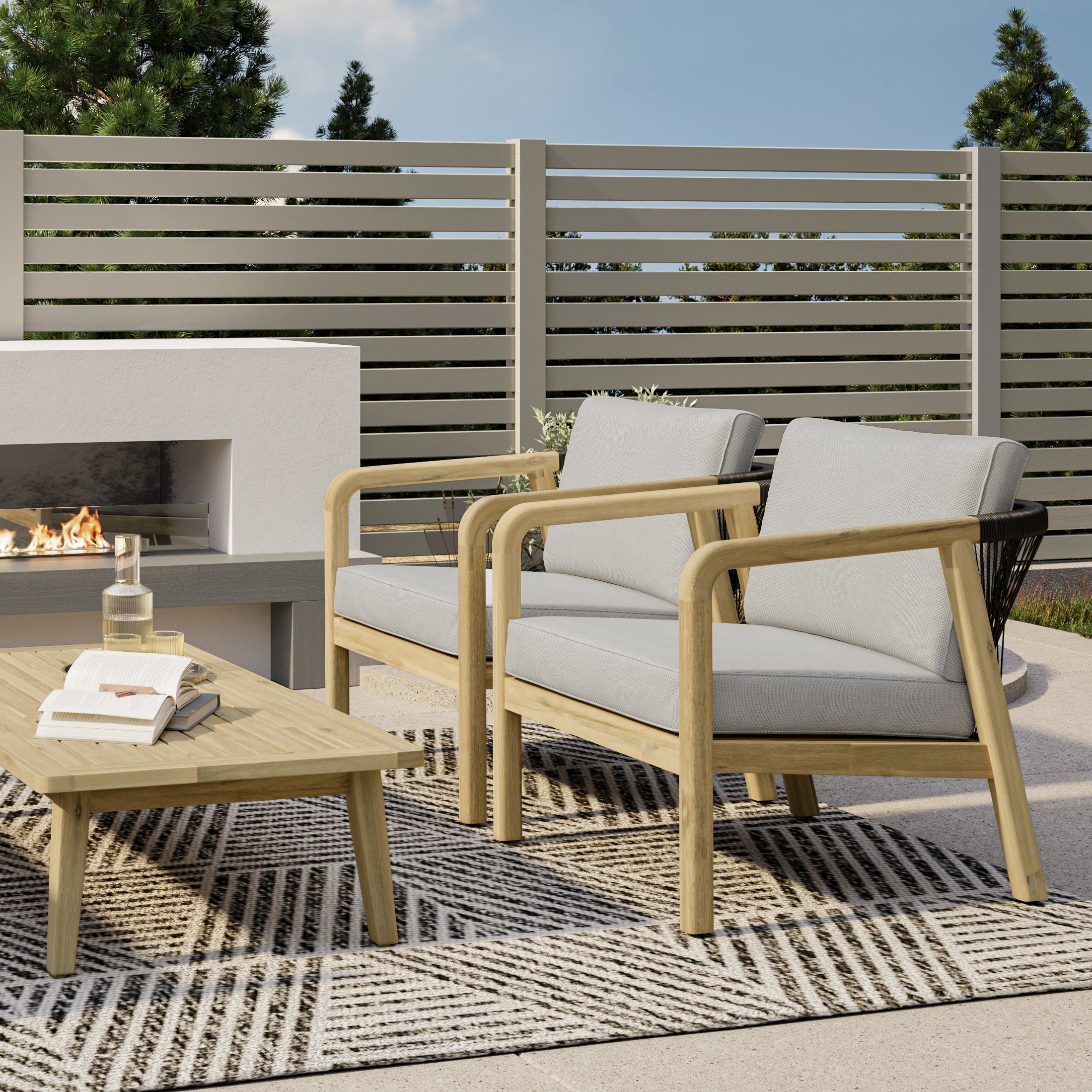 Palmetto Outdoor Conversation Chair (Set of 2) - Stone