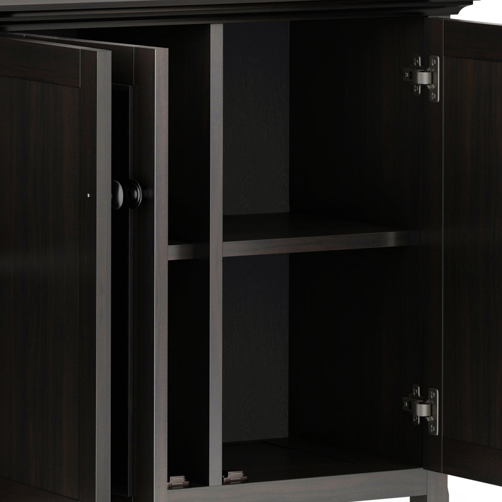 Amherst 66 Inch Wide Solid Wood Transitional 4 Door Storage Cabinet in Hickory