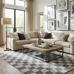 Alie Blue Gray Checkered Washable Rug