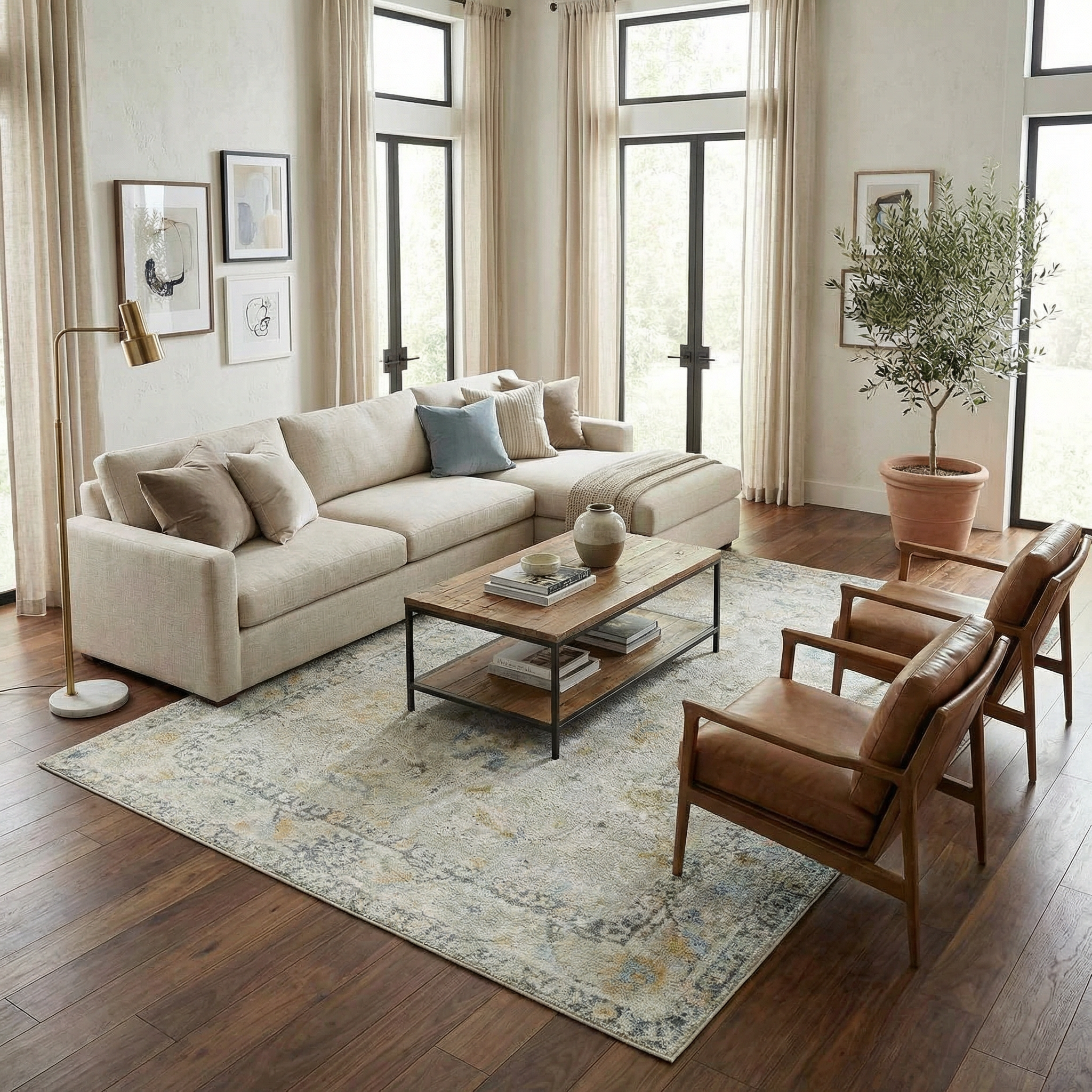 Ahmaud Beige Thick Luxe Area Rug