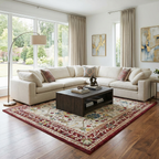 Neola White/Red Damask Area Rug