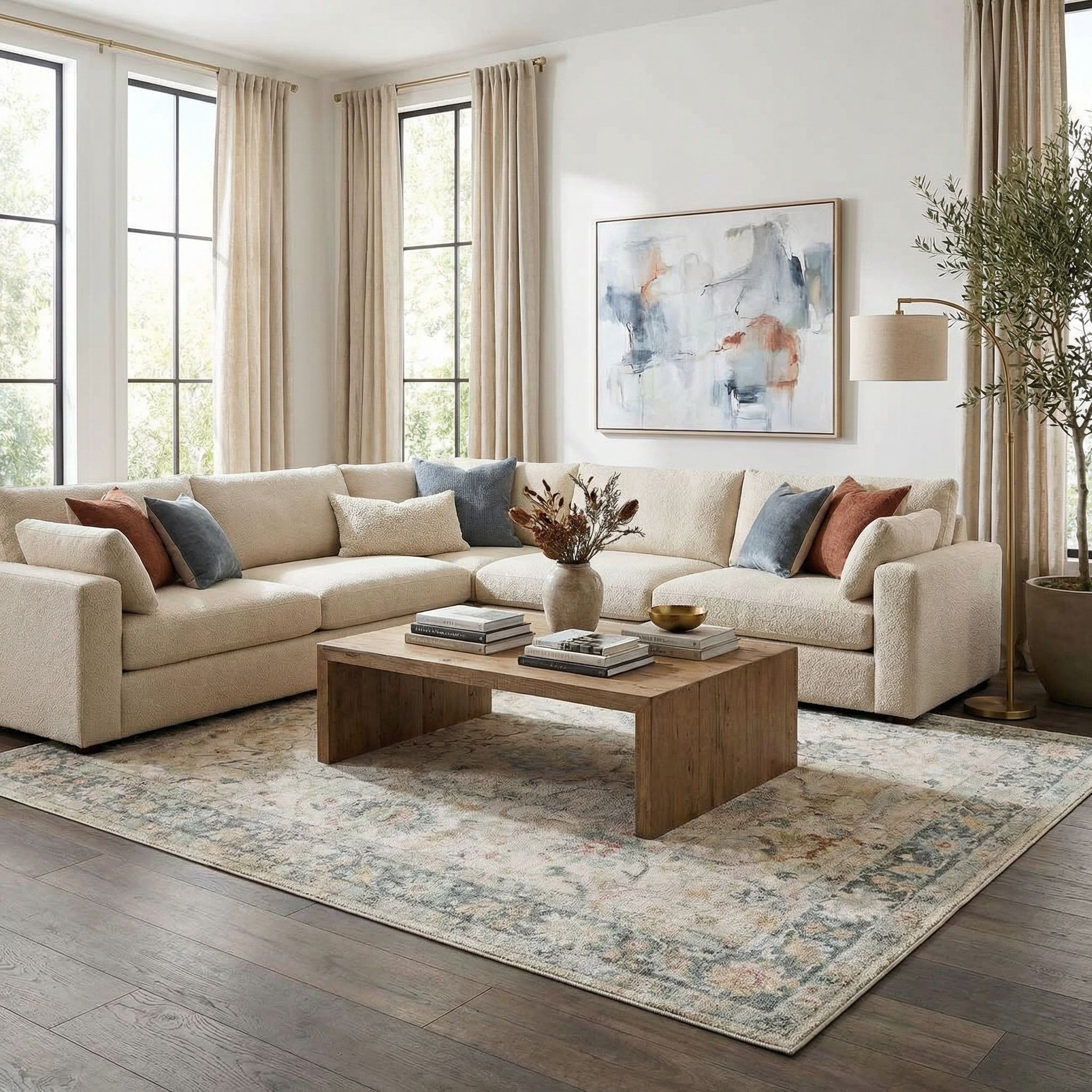 Ahmaud Beige & Light Gray Thick Luxe Area Rug