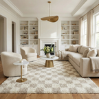 Atira Light Brown Checkered Area Rug