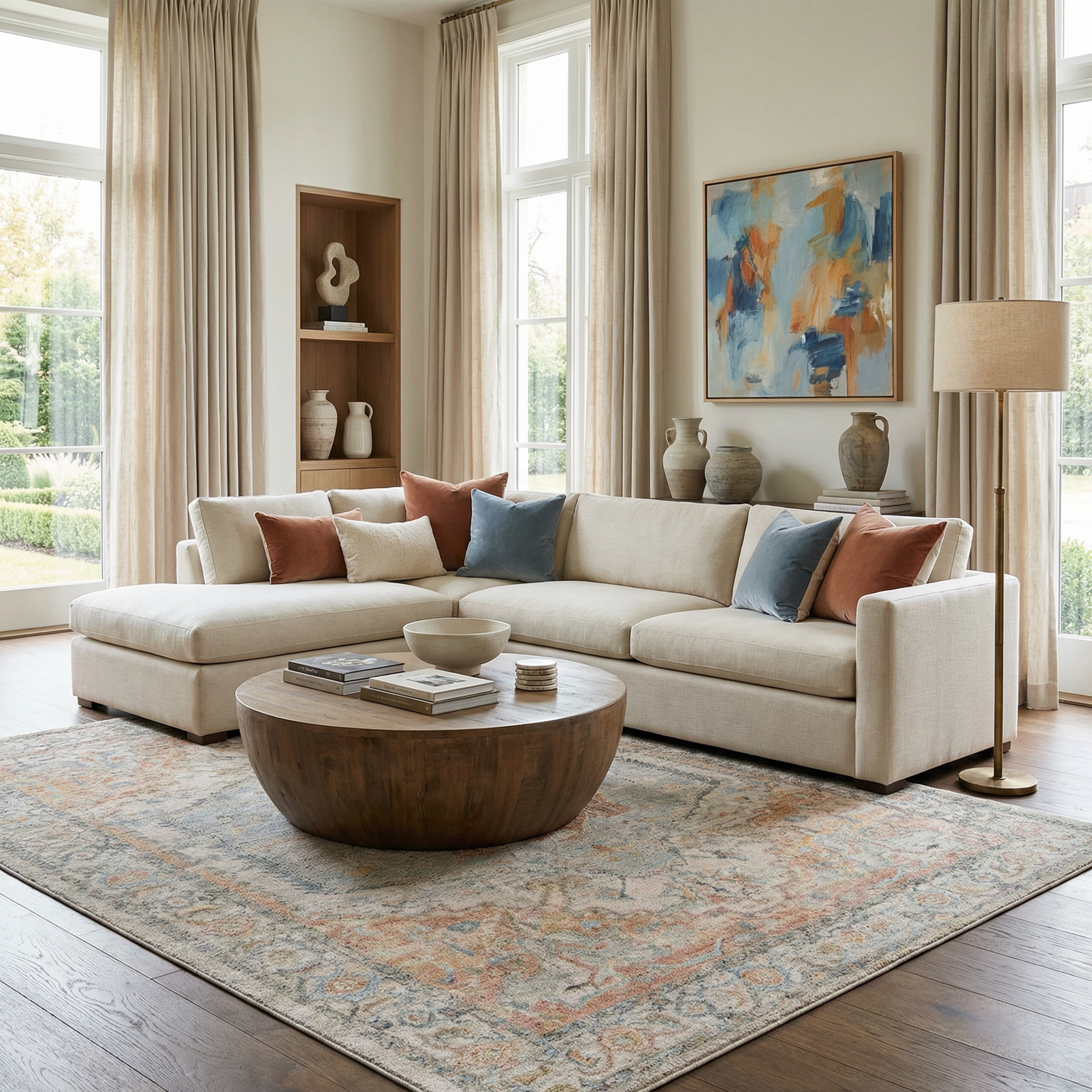 Vaeda Blue & Beige Thick Luxe Rug