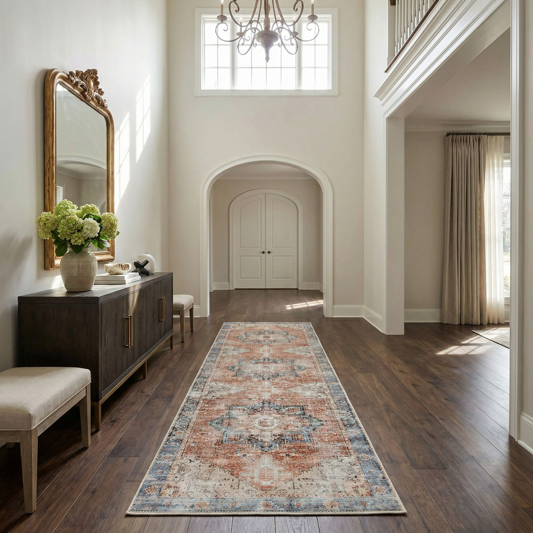 Rosman Distressed Washable Area Rug
