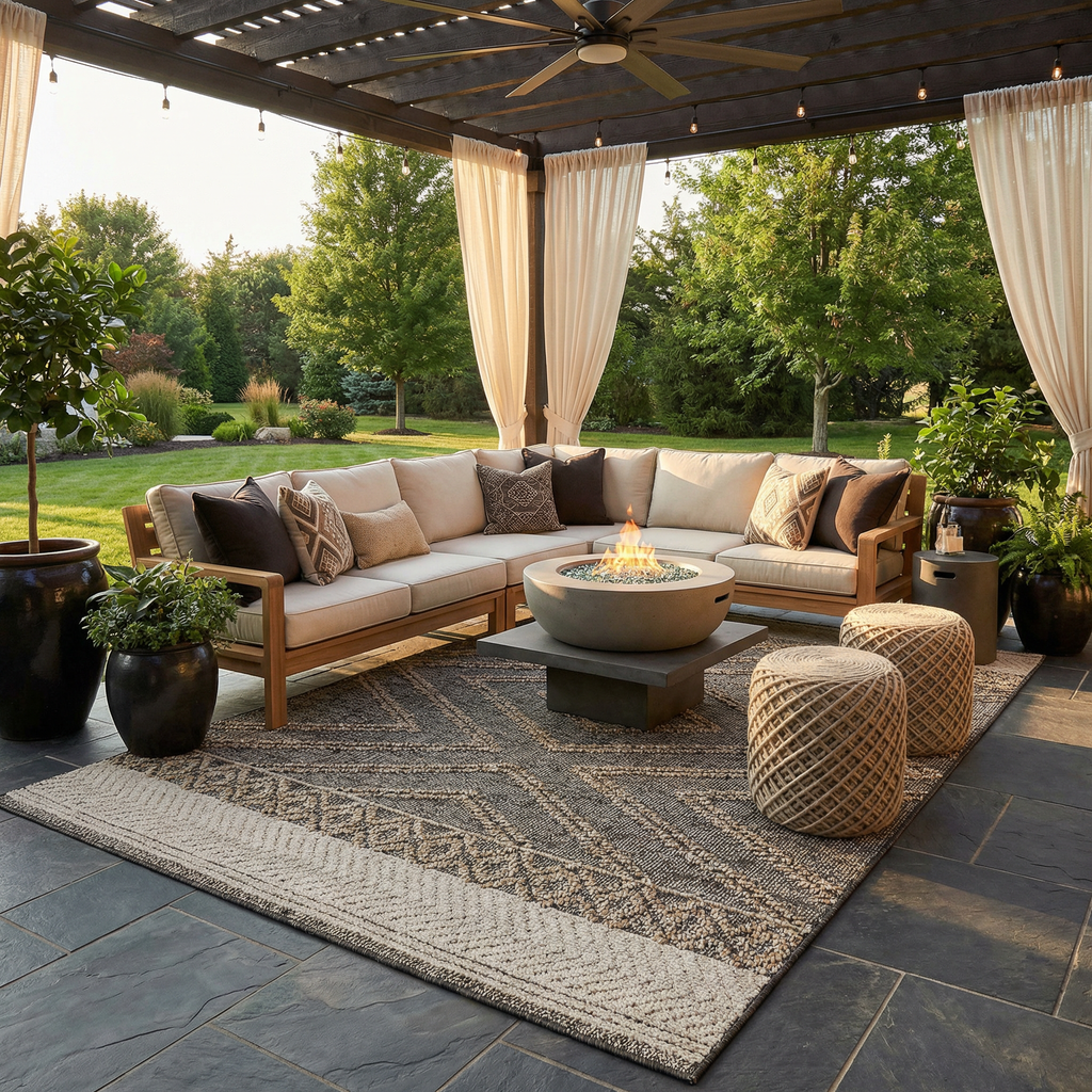 Beige Charcoal Areli Outdoor Area Rug