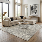 Keita Cream & Black Grid Plush Rug