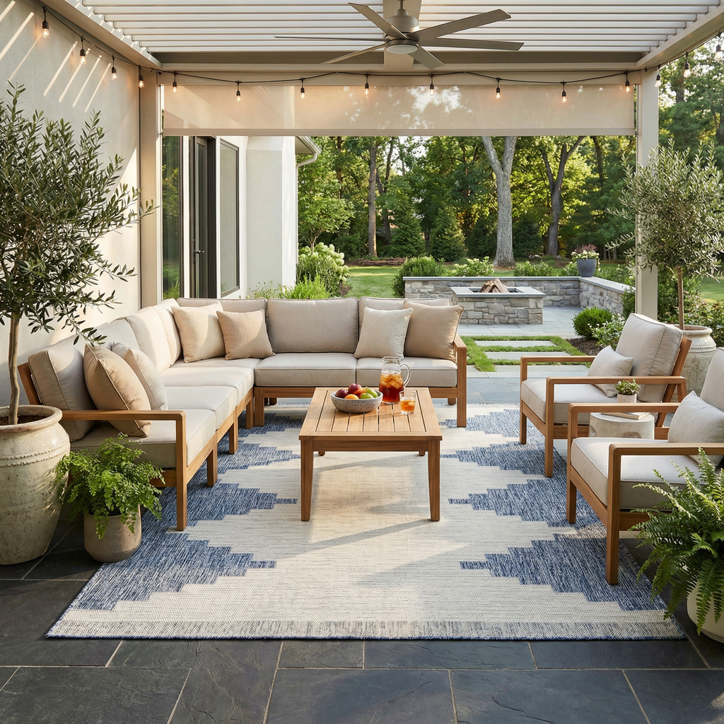 Djugun Blue Outdoor Rug - Clearance