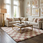 Atira Pink Checkered Shag Rug