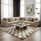 Atira Brown Checkered Area Rug