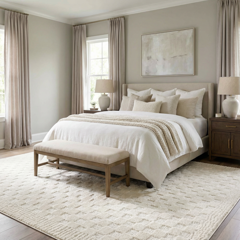 Leryn Ivory Checkered Area Rug