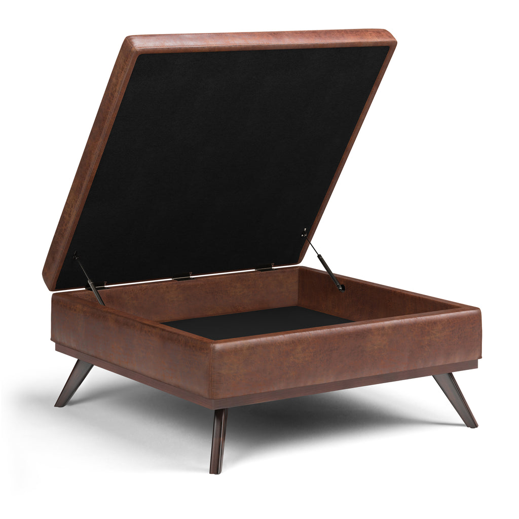 Owen 40 Inch Wide XL Square Coffee Table Storage Ottoman