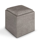 Rockwood 17 Inch Wide Cube Storage Ottoman with Tray in Distressed