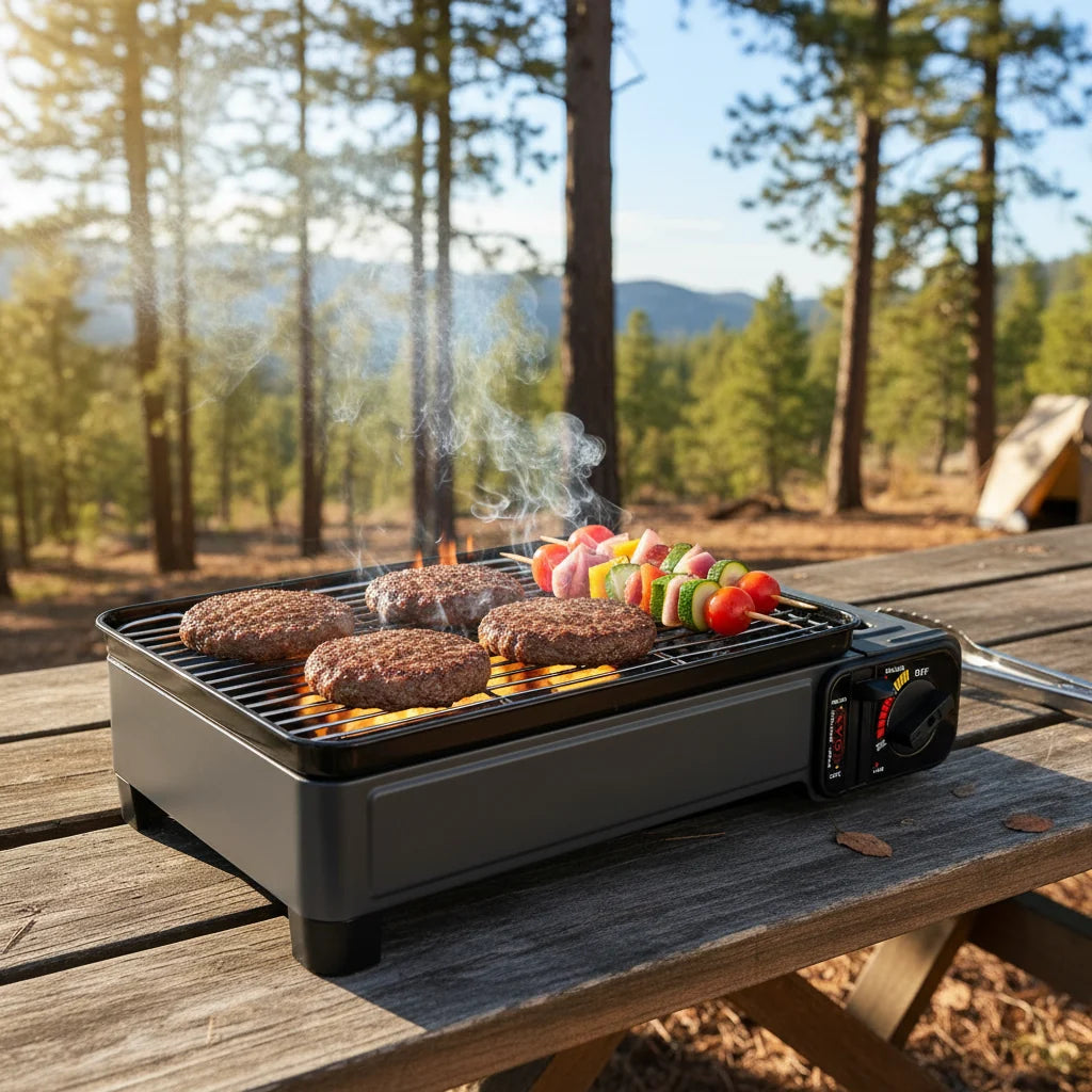 Portable Butane Grill Stove with Grill Net Outdoor Camping Traveling Trekking BBQ