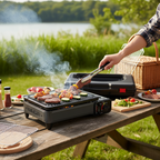 Portable Butane Grill Stove with Grill Net Outdoor Camping Traveling Trekking BBQ