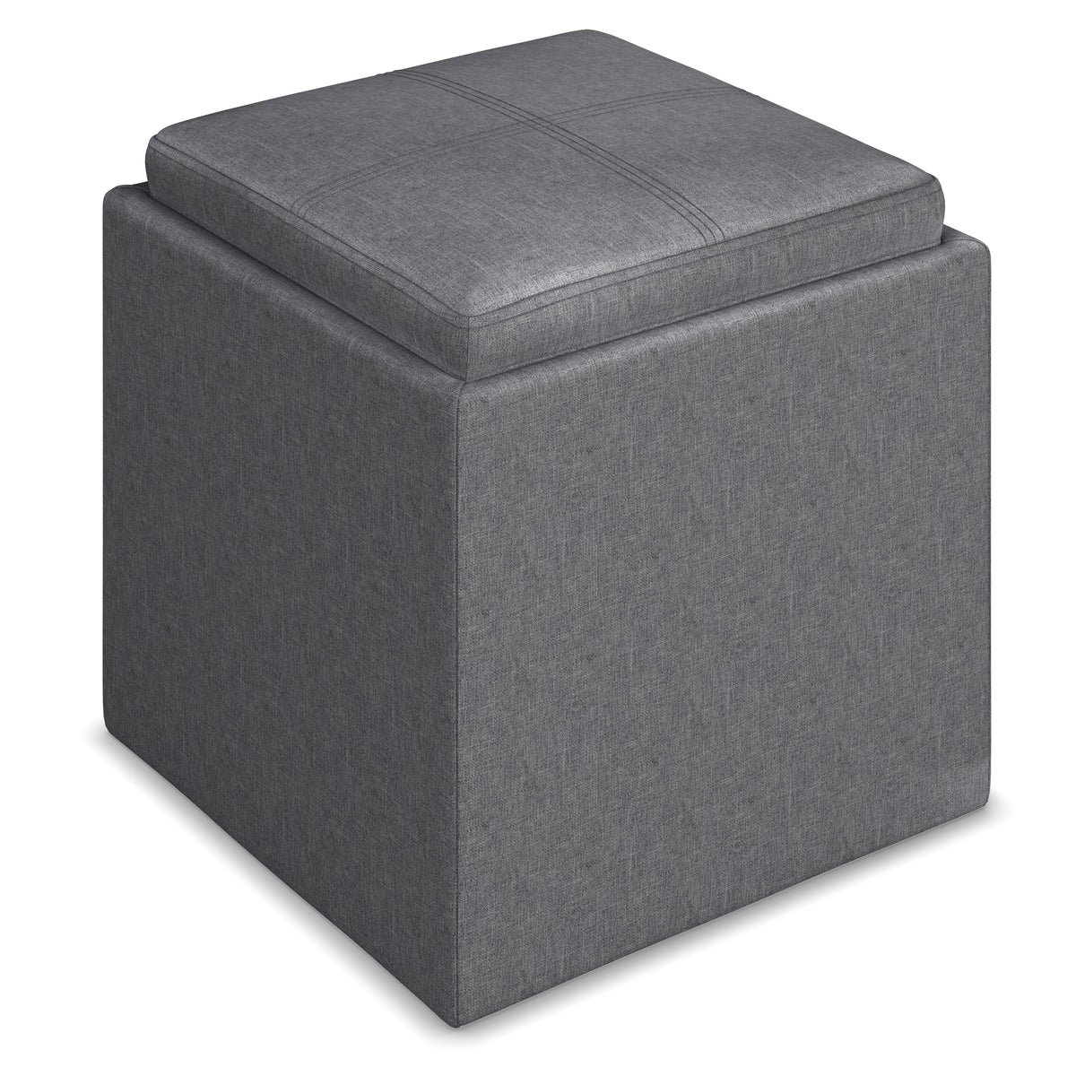Rockwood 17 Inch Wide Cube Storage Ottoman with Tray