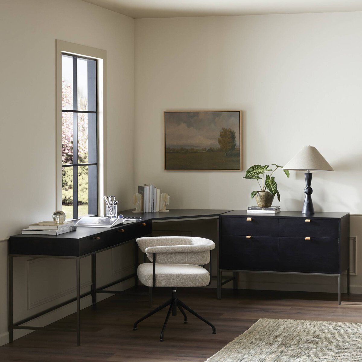 Trey Wide Filing Cabinet Desk System