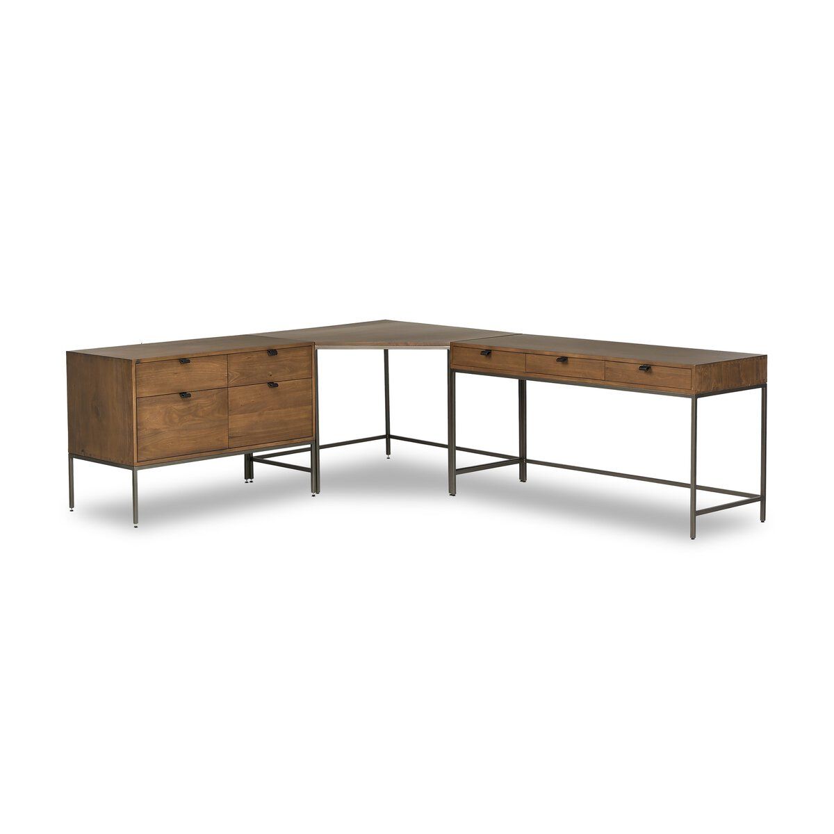 Trey Wide Filing Cabinet Desk System