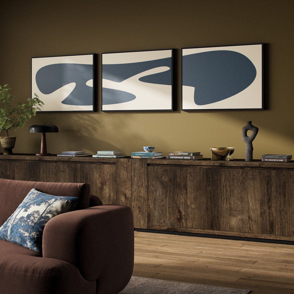 Organic Curves 3 Triptych By Fh Art Studio