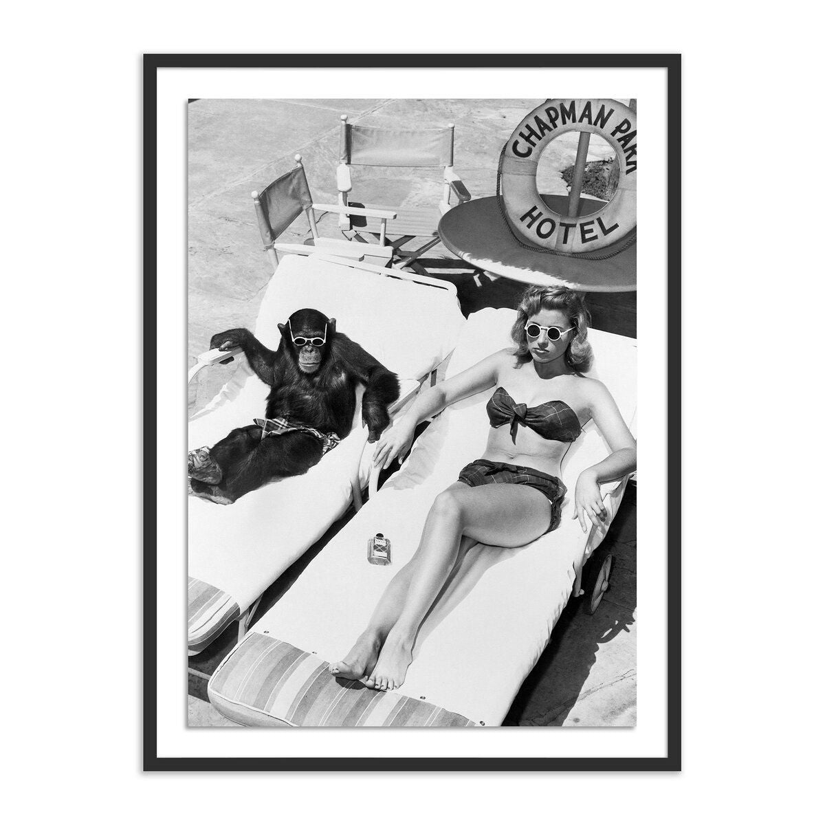Woman Sunbathing With Chimpanzee By Getty Images