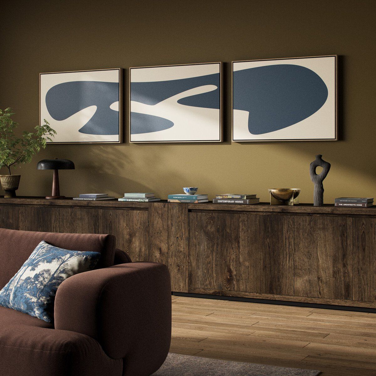 Organic Curves 3 Triptych By Fh Art Studio