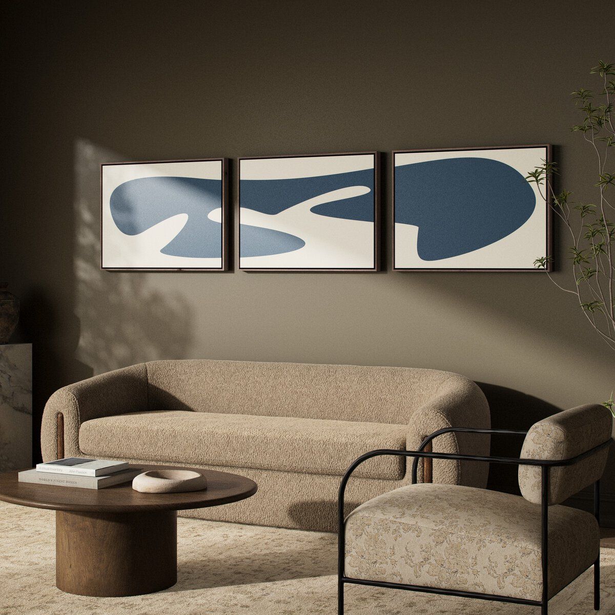Organic Curves 3 Triptych By Fh Art Studio