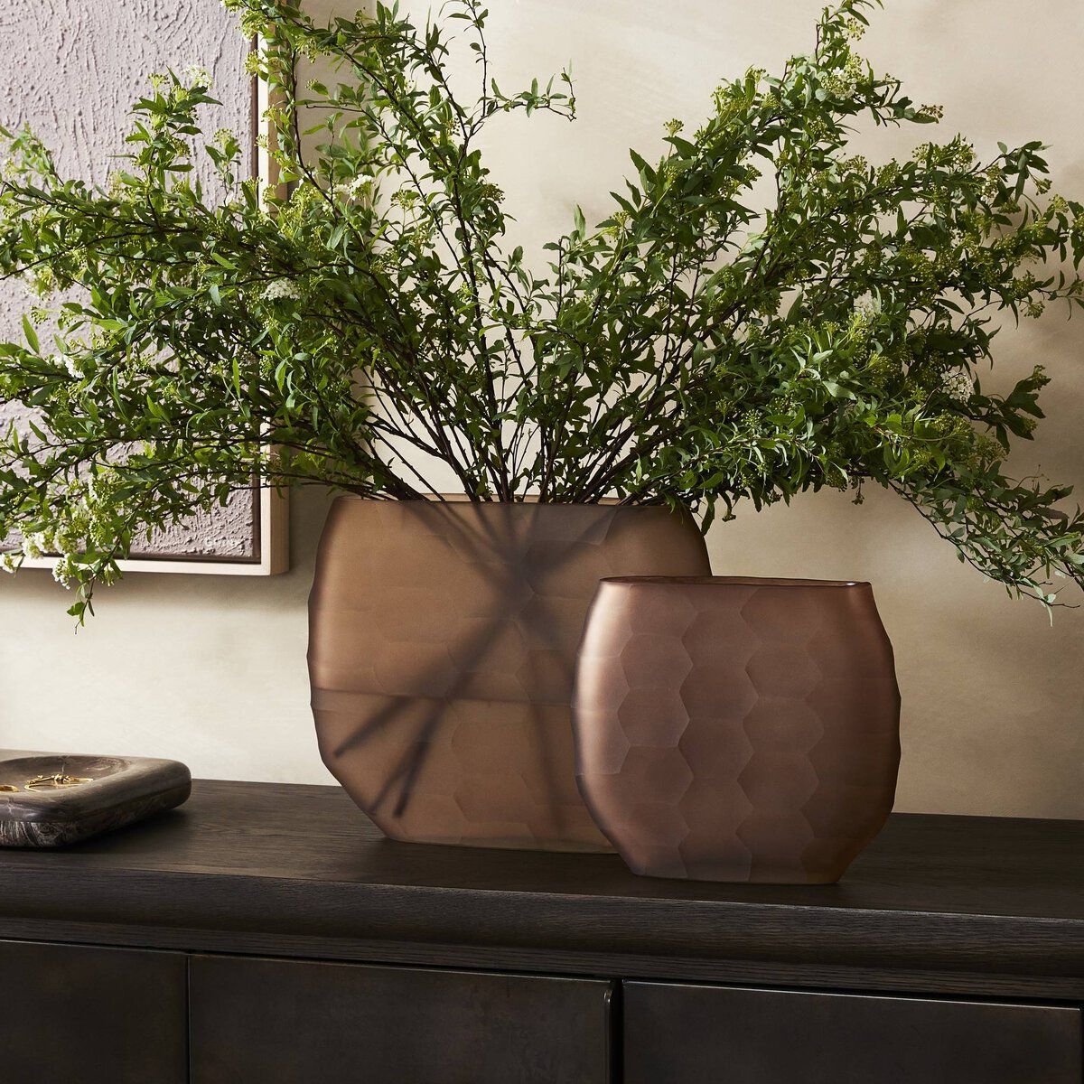 Textured Glass Oval Vases