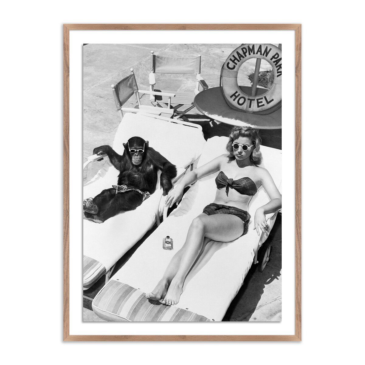 Woman Sunbathing With Chimpanzee By Getty Images