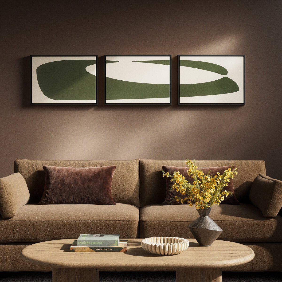 Organic Curves 2 Triptych By Fh Art Studio