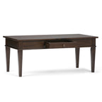Carlton 44 Inch Wide Solid Wood Coffee Table in Brunette