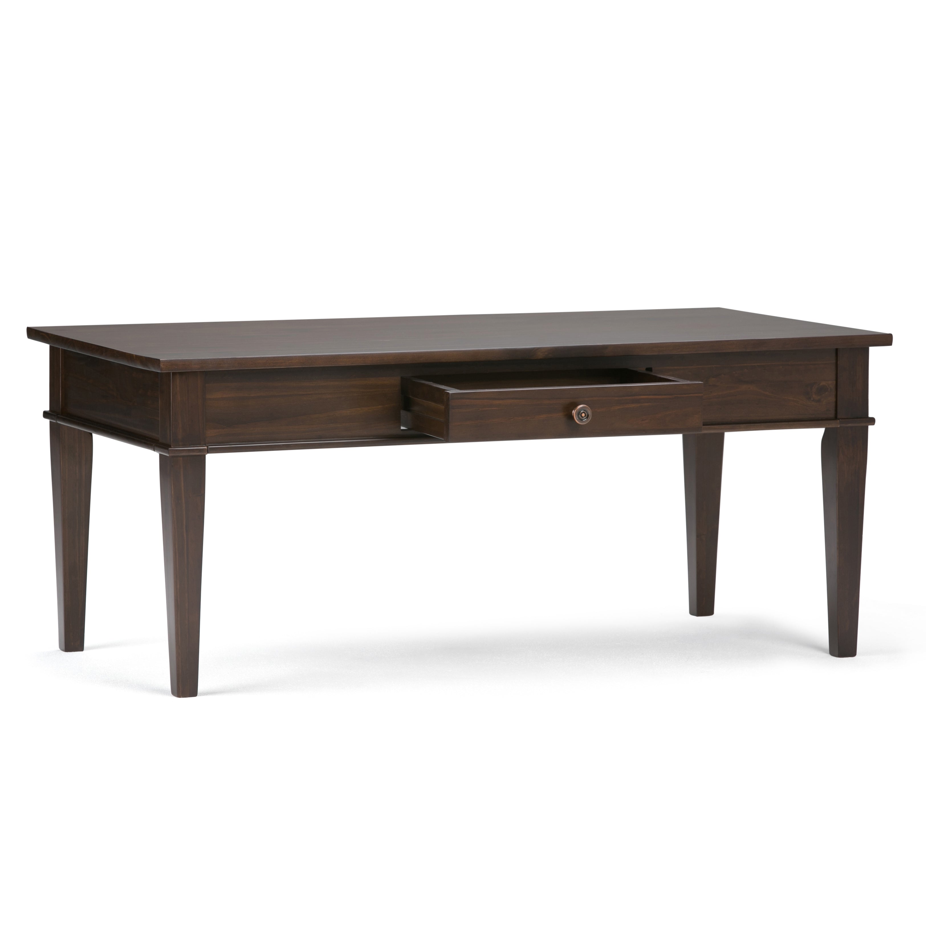Carlton 44 Inch Wide Solid Wood Coffee Table in Brunette