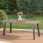 Della Outdoor Acacia Wood Dining Table with Metal Legs