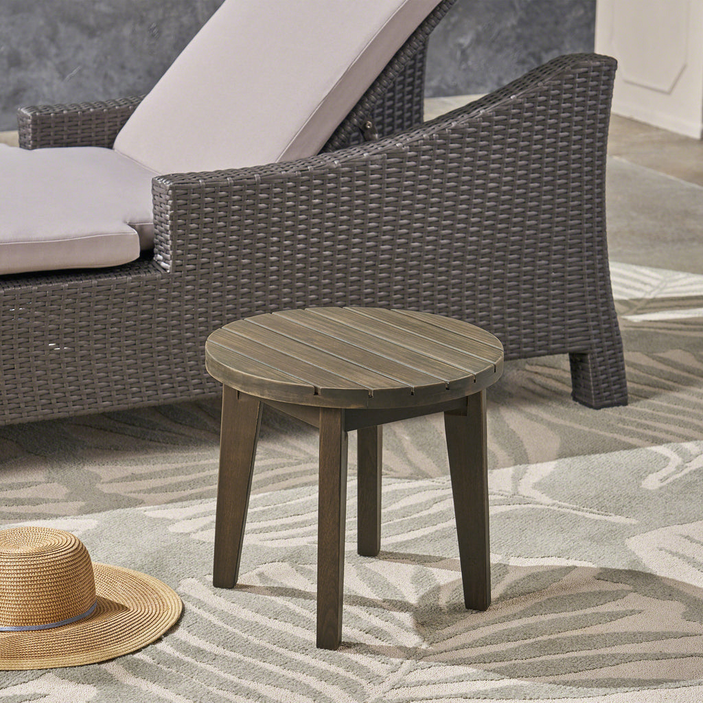 Outdoor 16" Acacia Wood Side Table