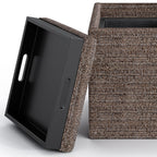 Rockwood 17 Inch Wide Cube Storage Ottoman with Tray