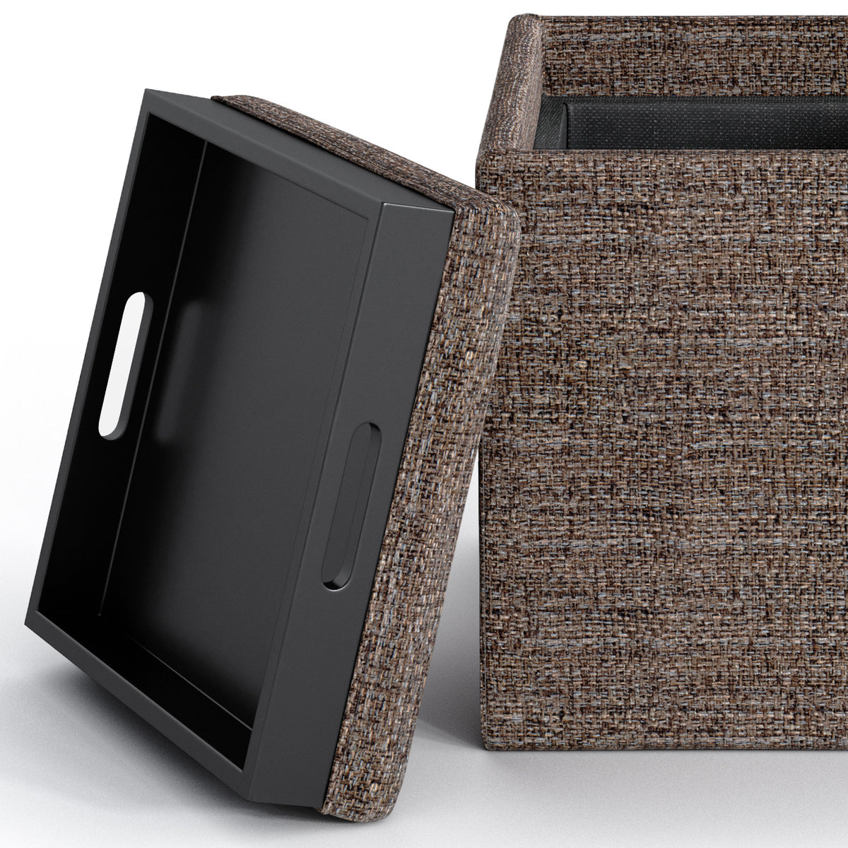 Rockwood 17 Inch Wide Cube Storage Ottoman with Tray