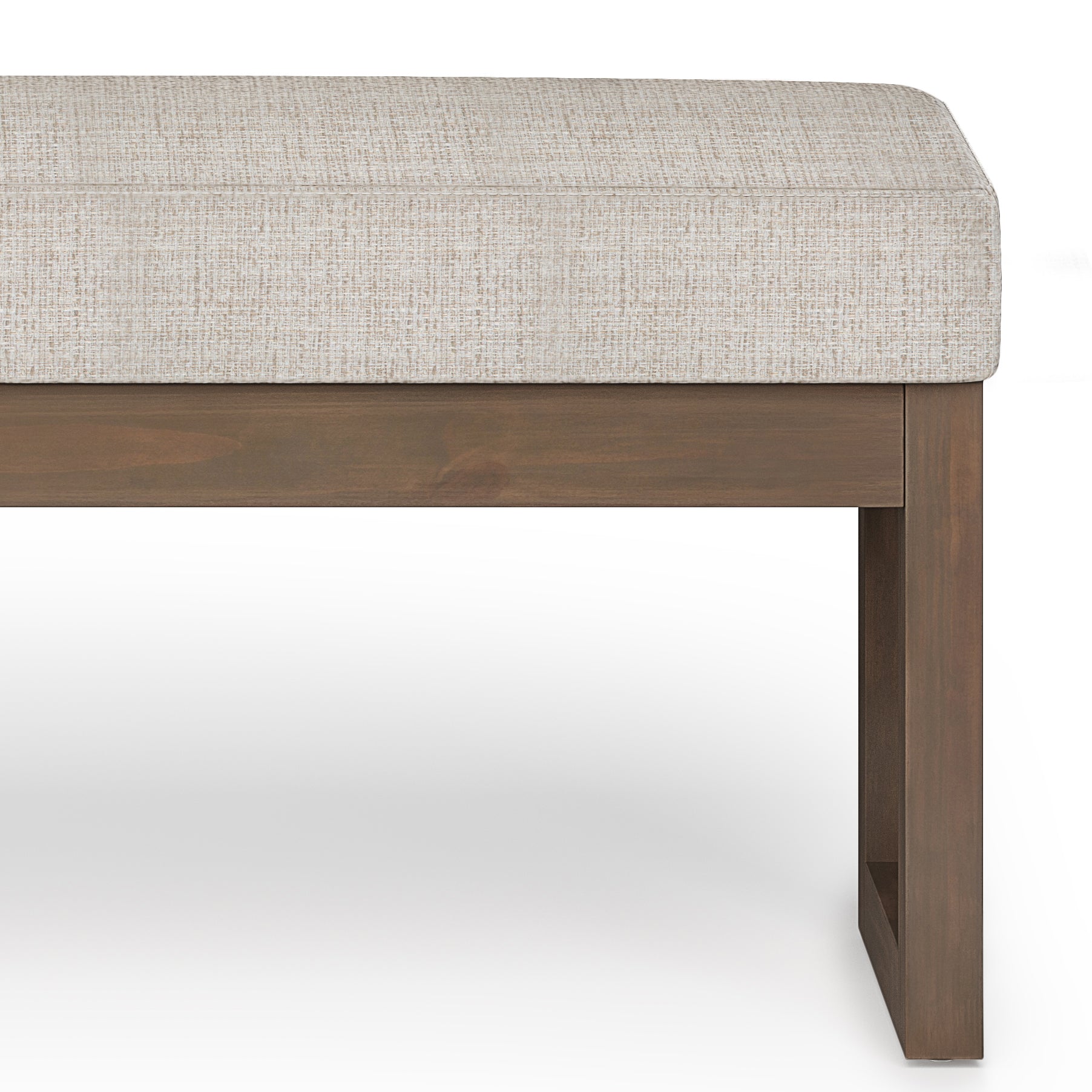 Milltown 44 Inch Wide Solid Wood Large Ottoman Bench in Platinum