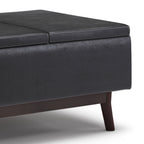 Owen 34 Inch Wide Tray Top Small Coffee Table Storage Ottoman