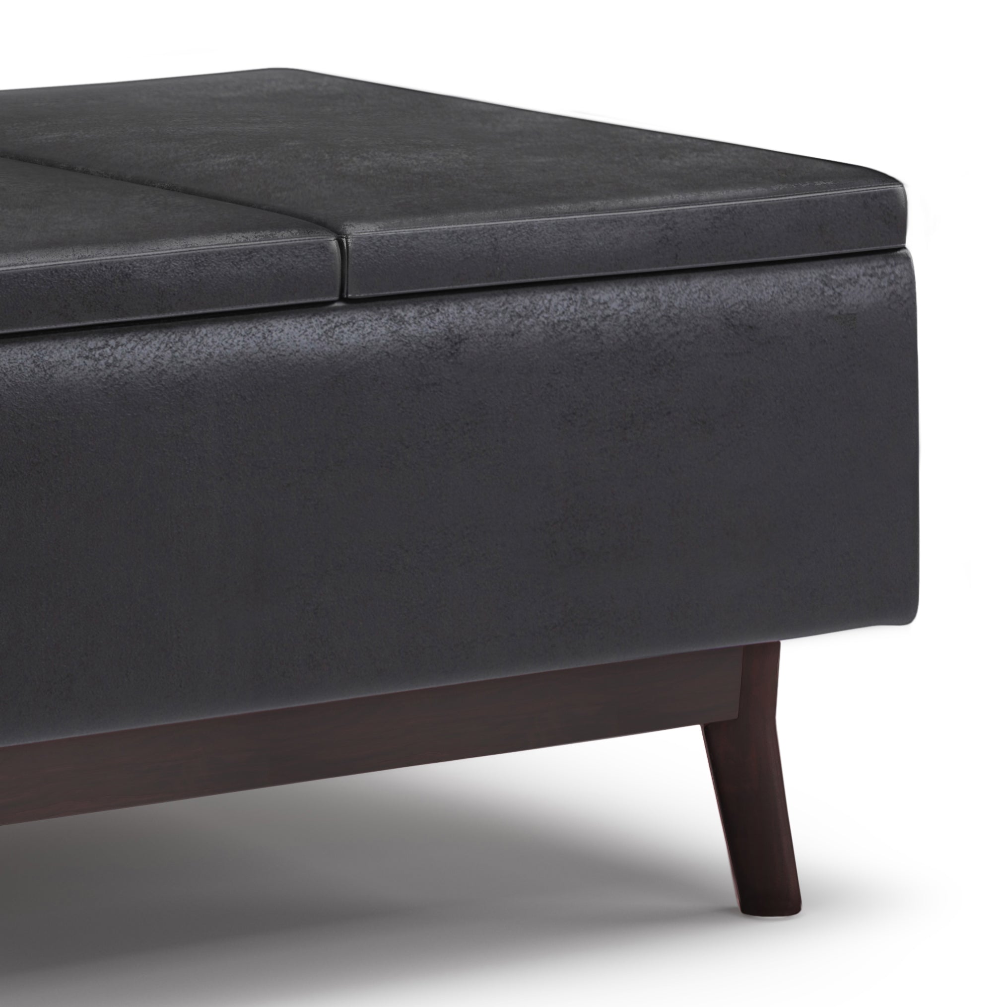 Owen 34 Inch Wide Tray Top Small Coffee Table Storage Ottoman
