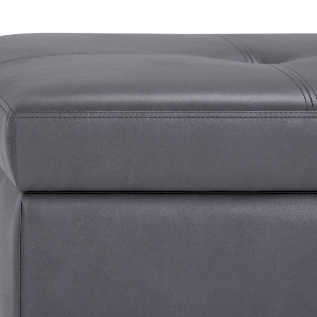 Oregon 42 Inch Wide Storage Ottoman Bench with Tray in Stone